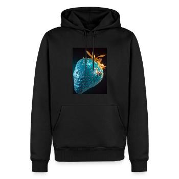 Strawberry, technical, high-tech, illustration, blue - Men’s Premium Organic Hoodie - black - Front - Nico (187cm)