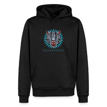 Kasachstan Herkunft Kasach Schneeleopard - Männer Premium Bio Hoodie - Schwarz - Vorne - Nico (187cm)