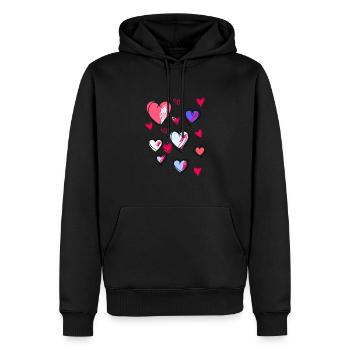 Hearts, sketch, drawing, heart, colorful hearts, pink - Men’s Premium Organic Hoodie - black - Front - Nico (187cm)