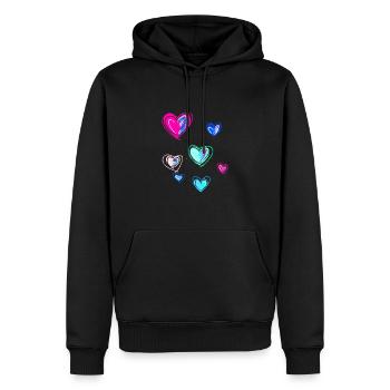 Hearts, sketch, drawing, heart, colorful hearts - Men’s Premium Organic Hoodie - black - Front - Nico (187cm)