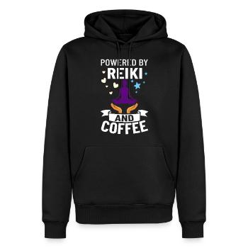 Reiki Guérisseur Énergie Guérison Musique Maître Pierre - Sweat à capuche Premium bio Homme - noir - Devant - Nico (187cm)