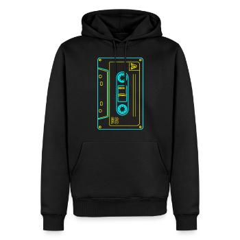 80s 90s Cassette Mixtape Retro Funny - Sweat à capuche Premium bio Homme - noir - Devant - Nico (187cm)