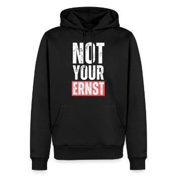 Not your ernst.Lustige Übersetzung Englisch Spruch - Männer Premium Bio Hoodie - Schwarz - Vorne - Nico (187cm)