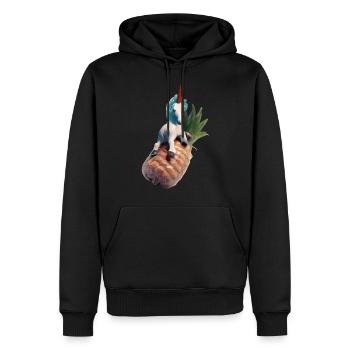 Licorne ananas - Licorne tropicale - Sweat à capuche Premium bio Homme - noir - Devant - Nico (187cm)