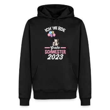 Katze Schwester 2023 - Männer Premium Bio Hoodie - Schwarz - Vorne - Nico (187cm)