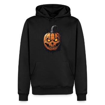 Octobre minuit effrayant Halloween citrouille - Sweat à capuche Premium bio Homme - noir - Devant - Nico (187cm)
