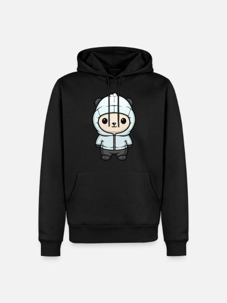Eisbär Winter Bär Comic Niedlich - Männer Premium Bio Hoodie - Schwarz