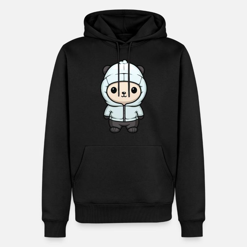 Eisbär Winter Bär Comic Niedlich - Männer Premium Bio Hoodie - Schwarz