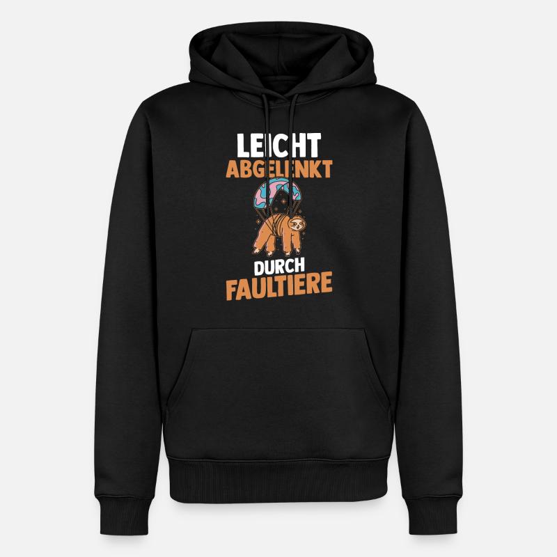Faultier - Männer Premium Bio Hoodie - Schwarz