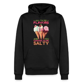Toutes ces saveurs et vous choisissez d’être salé 16 - Sweat à capuche Premium bio Homme - noir - Devant - Nico (187cm)