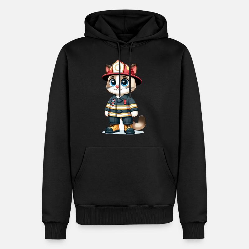 Chat mignon pompier - Sweat à capuche Premium bio Homme - noir