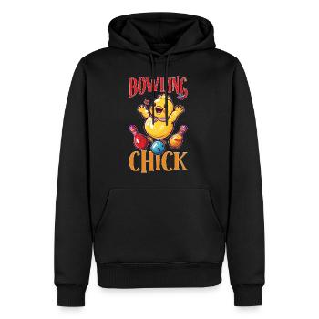 Bowling Chick 20 - Männer Premium Bio Hoodie - Schwarz - Vorne - Nico (187cm)