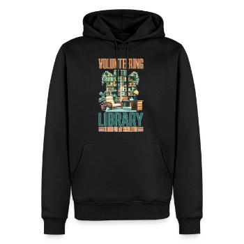 Volunteering At The Library Boosts My Circulation - Men’s Premium Organic Hoodie - black - Front - Nico (187cm)