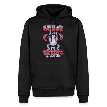 I Think My Trainer Is Trying To Kill Me 14 - Männer Premium Bio Hoodie - Schwarz - Vorne - Nico (187cm)