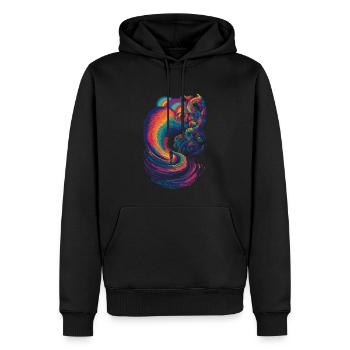 Trippy rainbow path in the clouds - Men’s Premium Organic Hoodie - black - Front - Nico (187cm)