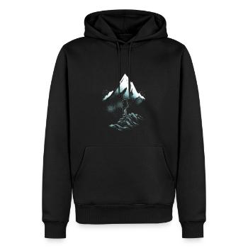 Balades en VTT à travers les montagnes - bleu blanc - Sweat à capuche Premium bio Homme - noir - Devant - Nico (187cm)
