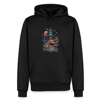 Trippy Explosion - Psychedelic Motif - Men’s Premium Organic Hoodie - black - Front - Nico (187cm)