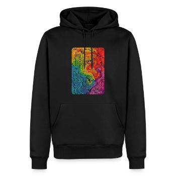Cool, Surreal Rainbow Retro Tubes Pattern - Men’s Premium Organic Hoodie - black - Front - Nico (187cm)