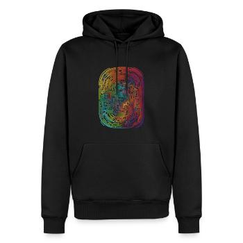Tubes de labyrinthe arc-en-ciel cool et surréalistes - Sweat à capuche Premium bio Homme - noir - Devant - Nico (187cm)
