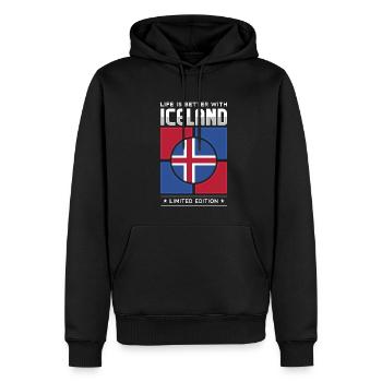 Island - Männer Premium Bio Hoodie - Schwarz - Vorne - Nico (187cm)