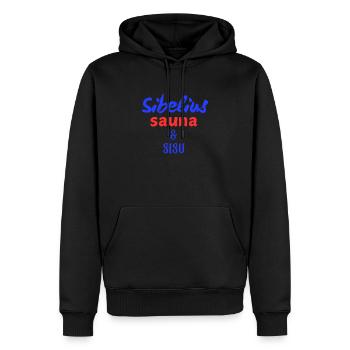 Sibelius, sauna et sisu - Sweat à capuche Premium bio Homme - noir - Devant - Nico (187cm)