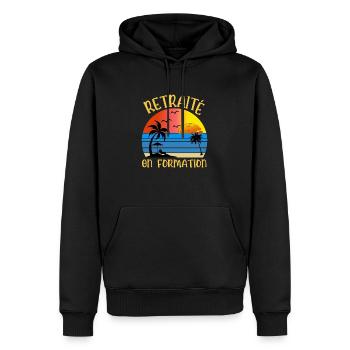 retraité en formation - Sweat à capuche Premium bio Homme - noir - Devant - Nico (187cm)
