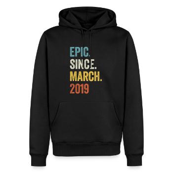 4 ans épiques depuis mars 2019 4ème anniversaire - Sweat à capuche Premium bio Homme - noir - Devant - Nico (187cm)