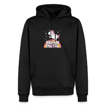 ironique musique cool Black Metal Unicorn - Sweat à capuche Premium bio Homme - noir - Devant - Nico (187cm)