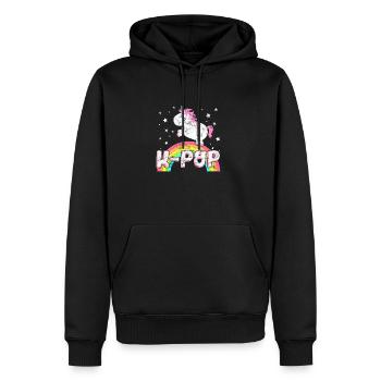 Cool ironique K-Pop Musique Unicorn - Sweat à capuche Premium bio Homme - noir - Devant - Nico (187cm)