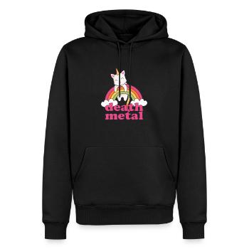 Lustig Death Metal Einhorn Katze Regenbogen Metal - Männer Premium Bio Hoodie - Schwarz - Vorne - Nico (187cm)