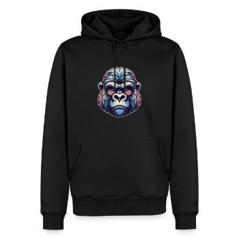 Visage de gorille - Sweat à capuche Premium bio Homme - noir - Devant - Nico (187cm)