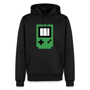 grün-Konsole - Männer Premium Bio Hoodie - Schwarz - Vorne - Nico (187cm)