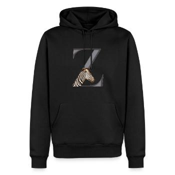 Buchstabe Z, Zebra Afrika Tier - Männer Premium Bio Hoodie - Schwarz - Vorne - Nico (187cm)
