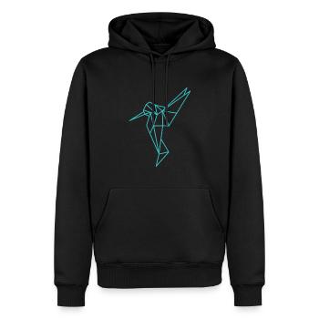 Ligne géométrique colibri - Sweat à capuche Premium bio Homme - noir - Devant - Nico (187cm)