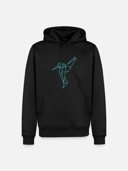 Hummingbird Geometric Line - Men’s Premium Organic Hoodie - black
