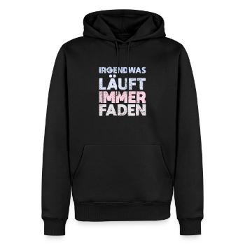 Irgendwas Läuft Immer Faden - Männer Premium Bio Hoodie - Schwarz - Vorne - Nico (187cm)