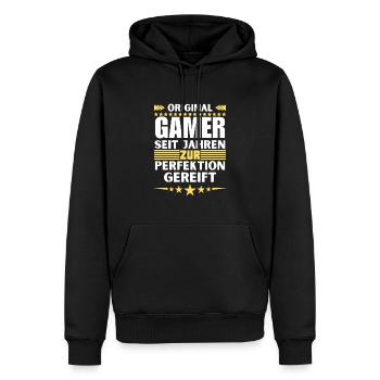 Gamers Matured to Perfection - Men’s Premium Organic Hoodie - black - Front - Nico (187cm)