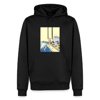 Retro Los Angeles Santa Monica Pier - Männer Premium Bio Hoodie - Schwarz - Vorne - Nico (187cm)
