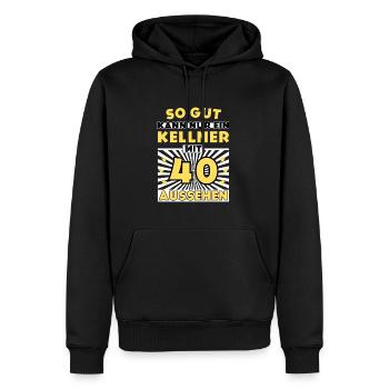 So gut kann nur ein Kellner mit 40 aussehen - Männer Premium Bio Hoodie - Schwarz - Vorne - Nico (187cm)