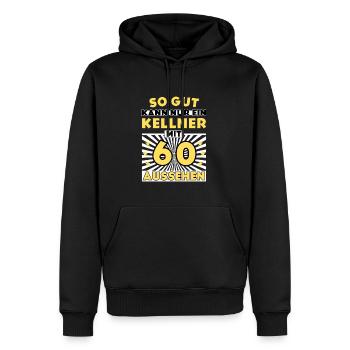 So gut kann nur ein Kellner mit 60 aussehen - Männer Premium Bio Hoodie - Schwarz - Vorne - Nico (187cm)
