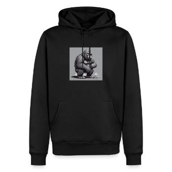 Gorilla crouching - Men’s Premium Organic Hoodie - black - Front - Nico (187cm)