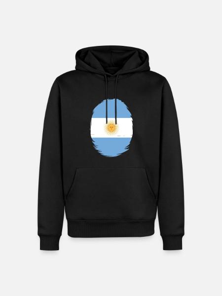 Bandera Argentina Bandera Sudamericana Bandera Argentina - Sudadera con capucha prémium ecológica para hombre - negro
