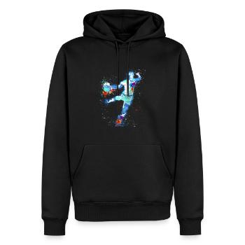 Handball, handballer, Beachhandball,Graffiti - Männer Premium Bio Hoodie - Schwarz - Vorne - Nico (187cm)