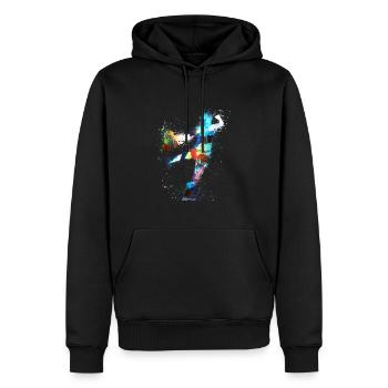 Handball, handballer, Beachhandball,Graffiti - Männer Premium Bio Hoodie - Schwarz - Vorne - Nico (187cm)
