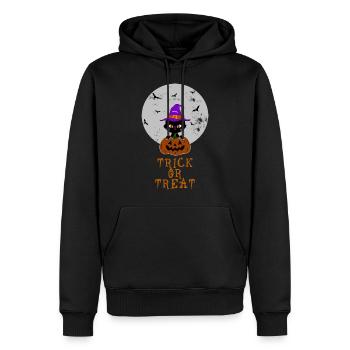 Halloween Trick or Treat Katze Kürbis Hexenhut - Männer Premium Bio Hoodie - Schwarz - Vorne - Nico (187cm)