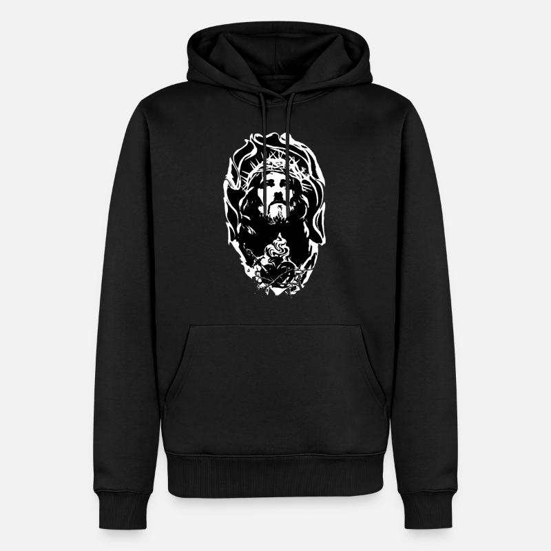 Dessin religieux catholique - Mode gothique - Sweat à capuche Premium bio Homme - noir
