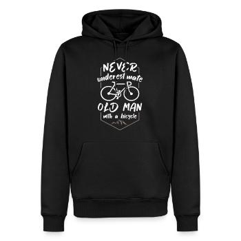 Ne sous-estimez jamais le vieil homme avec un vélo - Sweat à capuche Premium bio Homme - noir - Devant - Nico (187cm)