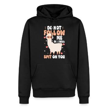 Llama Lamas Tier Sanft - Männer Premium Bio Hoodie - Schwarz - Vorne - Nico (187cm)