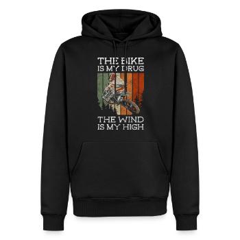 Dirt Bike Adrénaline Biker Street - Sweat à capuche Premium bio Homme - noir - Devant - Nico (187cm)