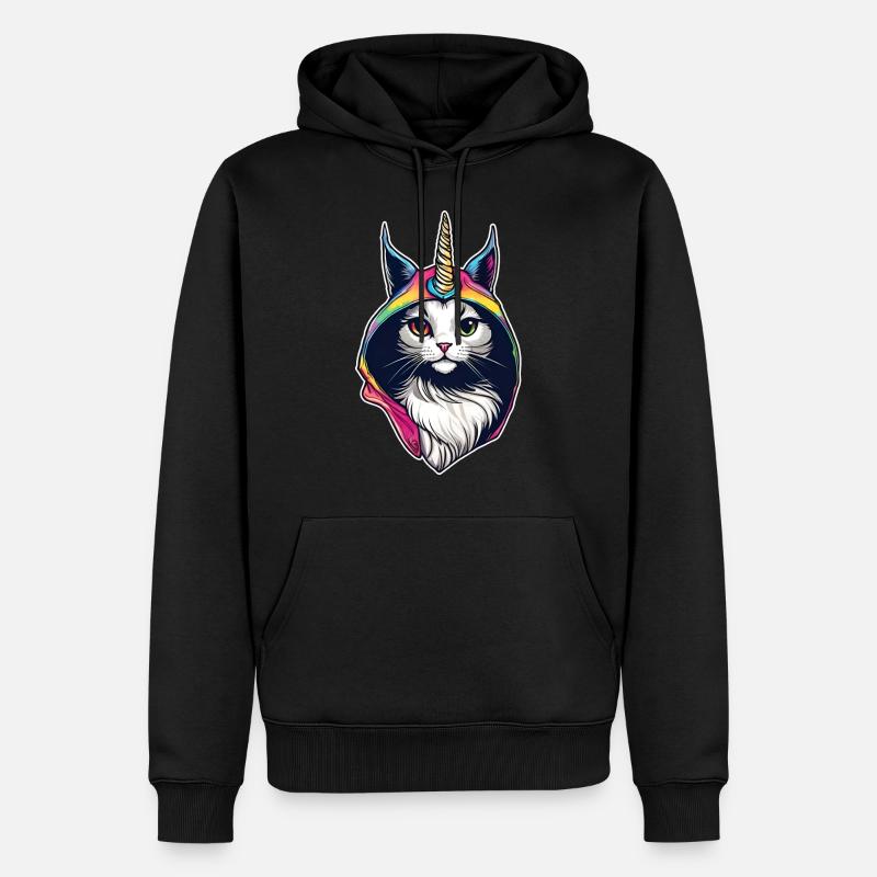 Chat mignon avec sweat à capuche Licorne - Sweat à capuche Premium bio Homme - noir